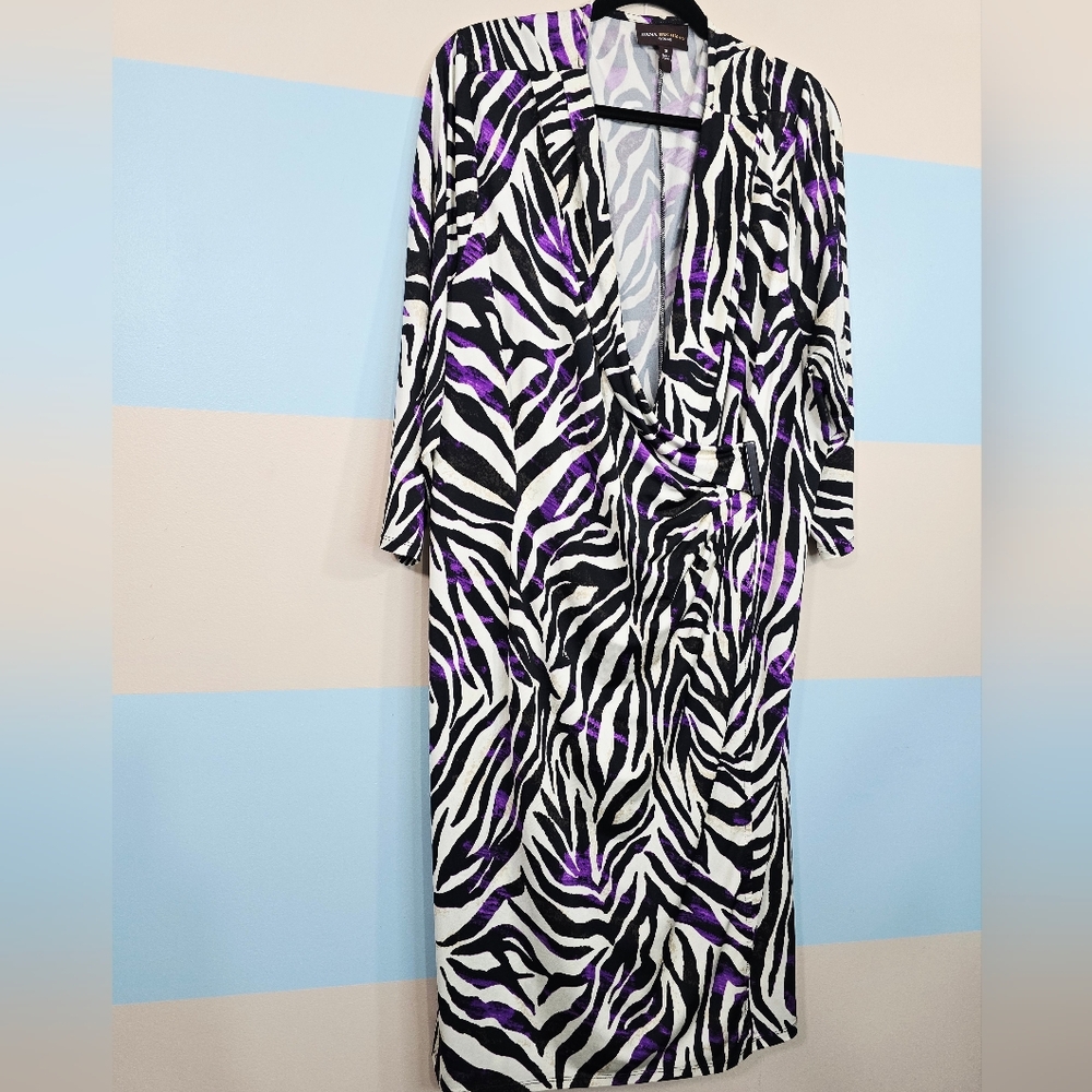 Dana Buchman Plus Size Zebra Print Midi Dress - Picture 5 of 9